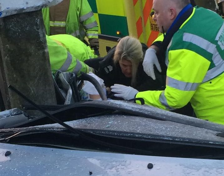 Accident outside Loughgall. Pic by Paul Finegan