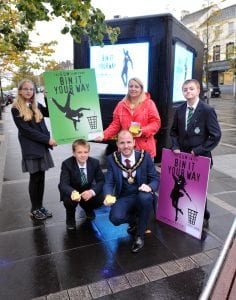 Lord Mayor, Councillor Darryn Causby with Pamela Hanna, community engagement officer, ABC Council and Lismore pupils Natalia Szaszkiewicz, Filip Pohludka and Diarmuid McCaughley.