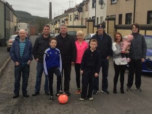 Cllr Darren McNally and MLA Cathal Boylan pictured with local residents of Darkley