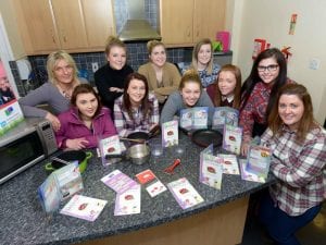 Back row: Imelda Fearon, Senior Social Work Practitioner; Aveen Rafferty, Social Work Student; Naomi Connelly and Shannon Henderson. Front row: Lauren Cartmill; Sara Park; Shannon Miller; Zoey Flynn; Aideen Boyle and Sarah Girvan, Social Work Students.