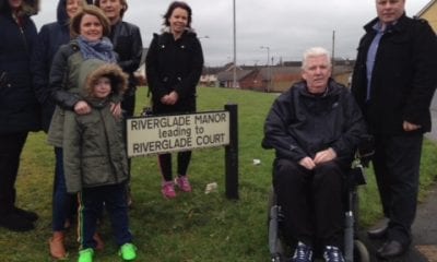 Sinn Fein Councillor Fergal Lennon with local residents