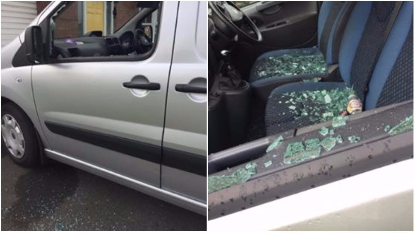 Van smashed on Cathedral Road Armagh