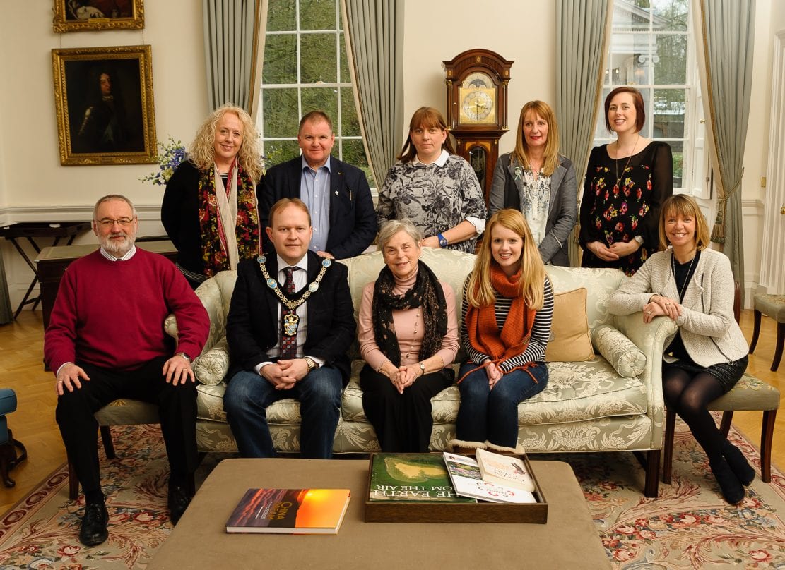 Lord Mayor of Armagh, Banbridge and Craigavon Gareth Wilson welcomes Mrs Elizabeth Forbes to a reception to mark her 55 years as a Sunday School Teacher.