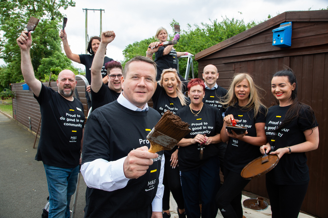 M&S Lisburn Store Manager, JP McShane with colleagues at Brookfield Special School