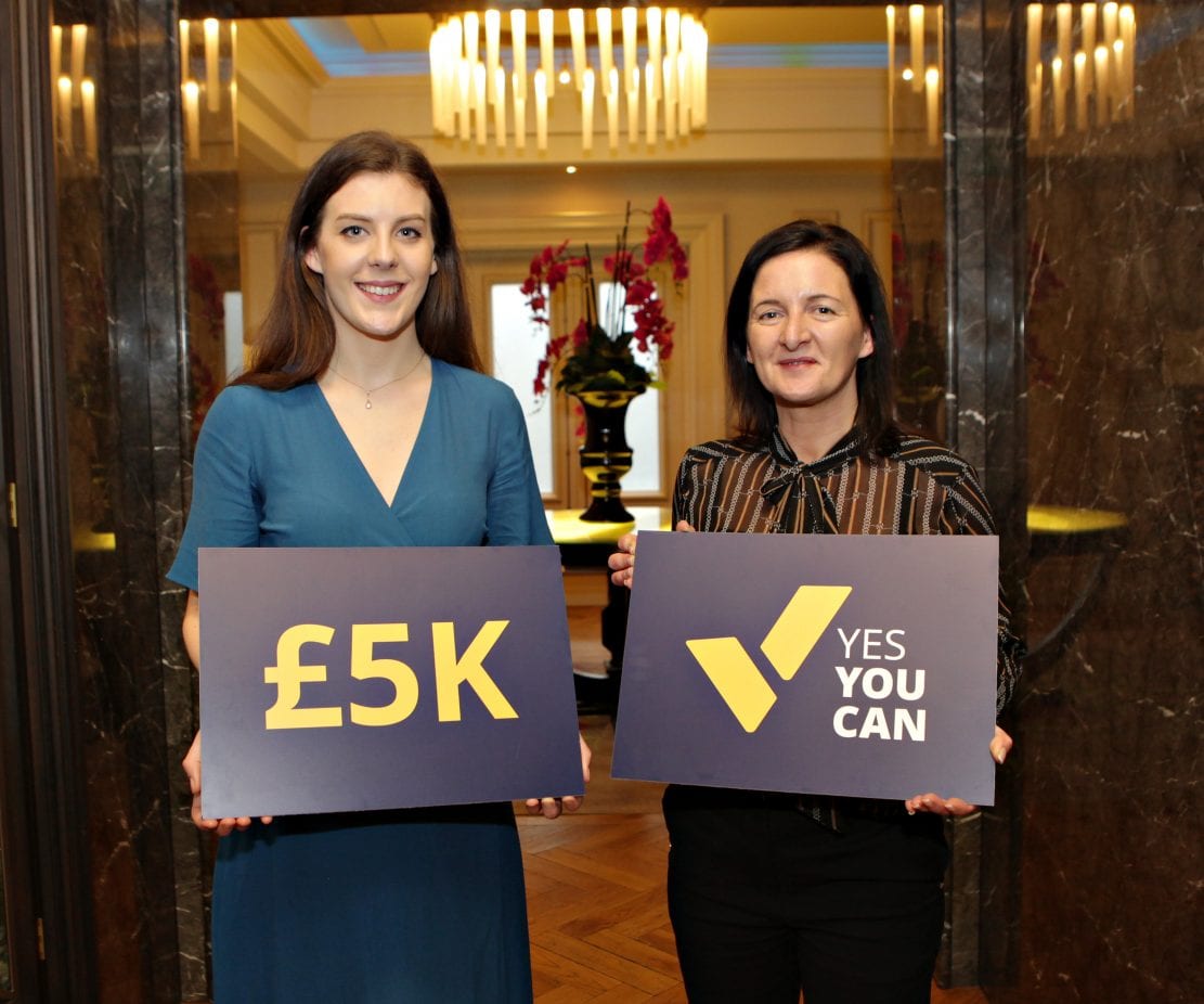 Winner of the Yes You Can pitch Sarah McAnallen of McAnallen Ltd with Lesley O'Hanlon of the Yes You Can program of Women in Business at the 3rd Annual Female Entrepreneurs Conference at Galgorm Hotel and Spa marking International Woman's Day with this year's theme of Be Bold for Progress hosted by Causeway Enterprise Agency and Women in Business. 113 Yes You Can