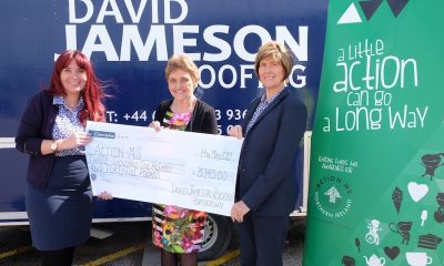 Portadown based construction firm David Jameson present a cheque to ActionMS