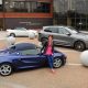 Lord Mayor of Armagh City, Banbridge and Craigavon, Councillor Julie Flaherty with a few of the cars which will be on display at the Cars, Bikes and Coffee Evening at Craigavon Civic Centre on 9th May.