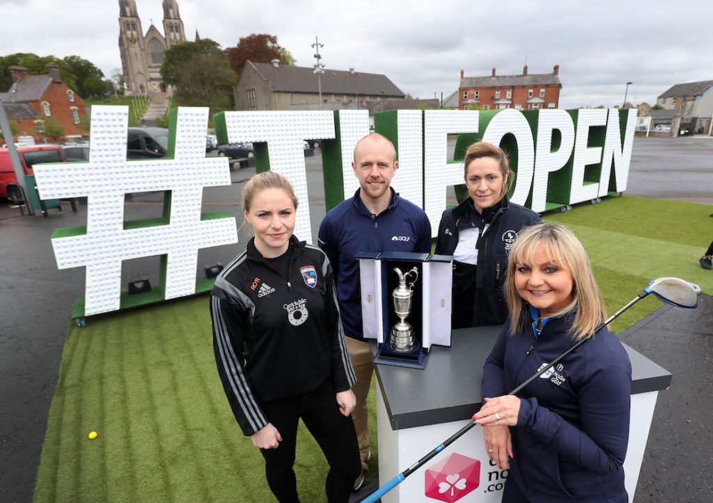 ‘The Epic Journey to The 148th Open’ The Epic Journey to The 148th Open Swings into Armagh – Local Armagh schools, golf clubs, tourism industry representatives and sports stars joined together at The Shambles Yard to celebrate Tourism NI’s community engagement campaign ‘The Epic Journey to The 148th Open’. The community event is visiting every county in NI to mark the excitement and civic pride surrounding The Open Championship’s return to Royal Portrush this July. 