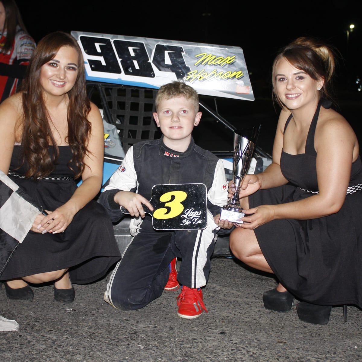 Max Hobson won all three races in the Ninja Karts at Tullyroan on Saturday night in a meeting sponsored by Ray McGrath Transport and Cherry Drainage Pipes