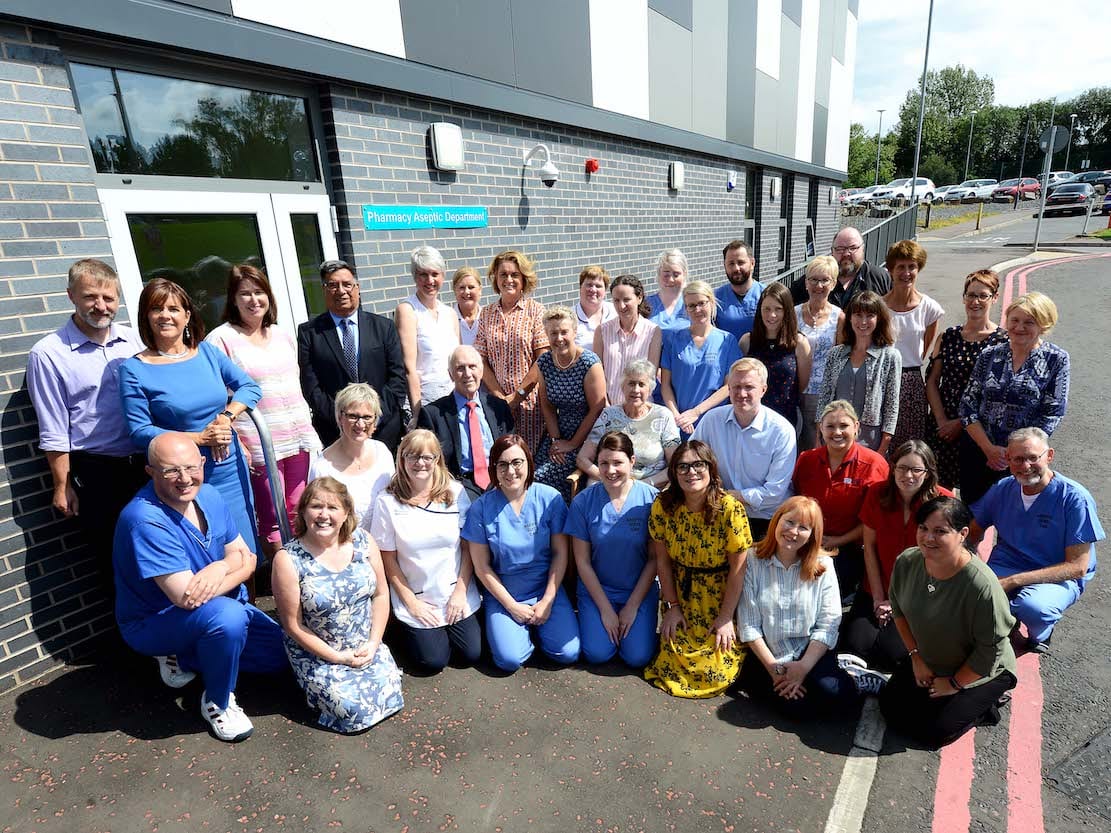 Pictured are Southern Trust staff and members of the McWilliams family celebrating the opening of the new Aseptic Suite at Craigavon Area Hospital