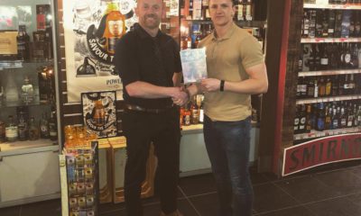 DrinkApp's operations manager James Freeman (right) and Adrian Cassidy, off-licence manager for Occasions, Centra in Keady