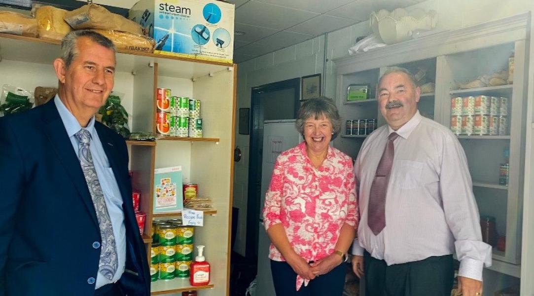 Edwin Poots with Pauline and Ian Bothwell of the Crossfire Trust