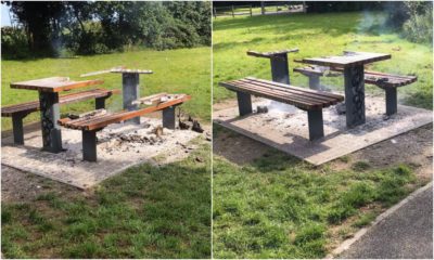 Hoys Meadow bench fire