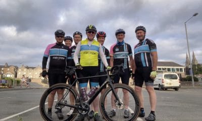 Armagh city cyclists. L-r: Pete Gildea, Gerard Enright, Tom McShane Paddy McShane, Paddy Toner and Eugene Quinn, Paddy Hughes (Conor Scully missing)