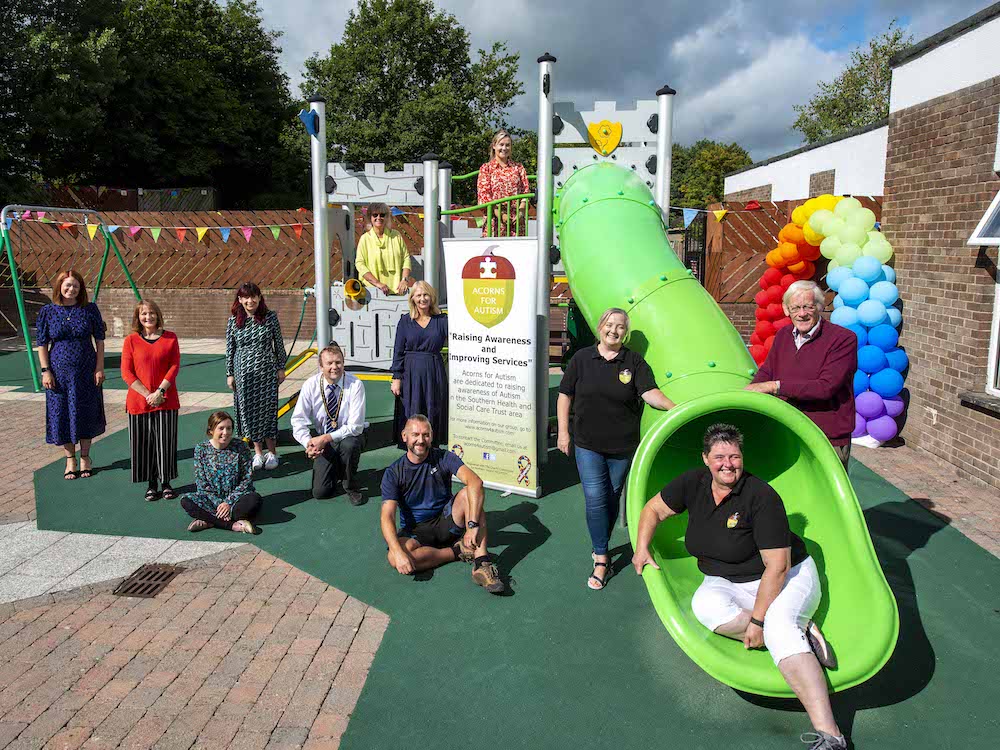 Members of the Acorns for Autism parent/carer group and Southern Trust staff are pictured at the opening of the walled garden at Longstone Hospital including: Julie McConville, Claire Bailey, Shirley Dennison, Judith Nellins, Dr Anna McGovern, Denise Carroll, Malcom Dawson (Armagh Lions Club), Joanne Maguire, Barbara McCrea, Heather Trouton, Deputy Lord Mayor Councillor Tim McClelland and Gerard Maguire