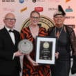 Mervyn and Sarah Steenson of Groucho’s on the Square, Richhill are presented with the Pub Food of the Year Award by Brenda Courtney of the Licenced Catering News Magazine. Photography by Phil Smyth Photography.