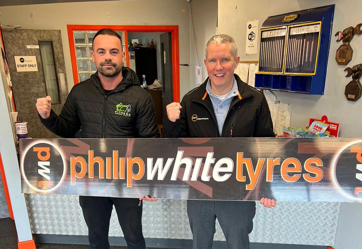 Sean Duffy with Liam White of Philip White Tyres