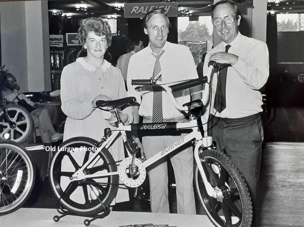 Mrs mc Cabrey Ronnie mc cabrey and John Beattie who was managing director of raleigh Ireland