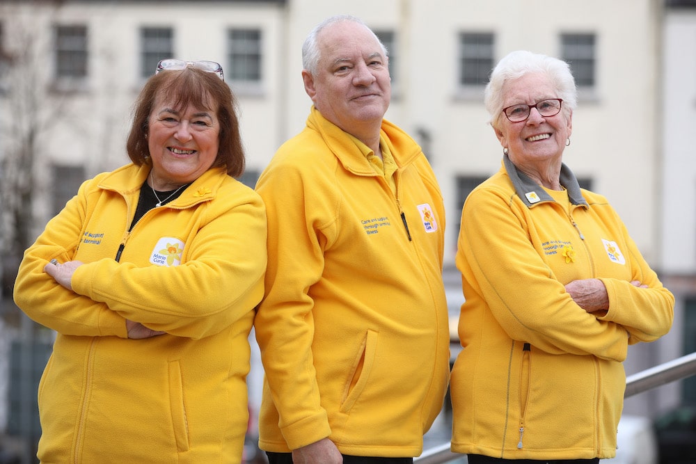 Renate Kyle, (left), chairperson of Armagh Marie Curie Fundraising Group with Marie Curie’s area Community Fundraiser Phil Kane and one of the original members, Margaret Neville, as the group celebrates 30 years of fundraising and channelling over £1.2m to support Marie Curie’s work