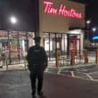 Police officer outside Tim Horton's Portadown