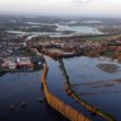 Aerial photo of flooding in Portadown, November 2009