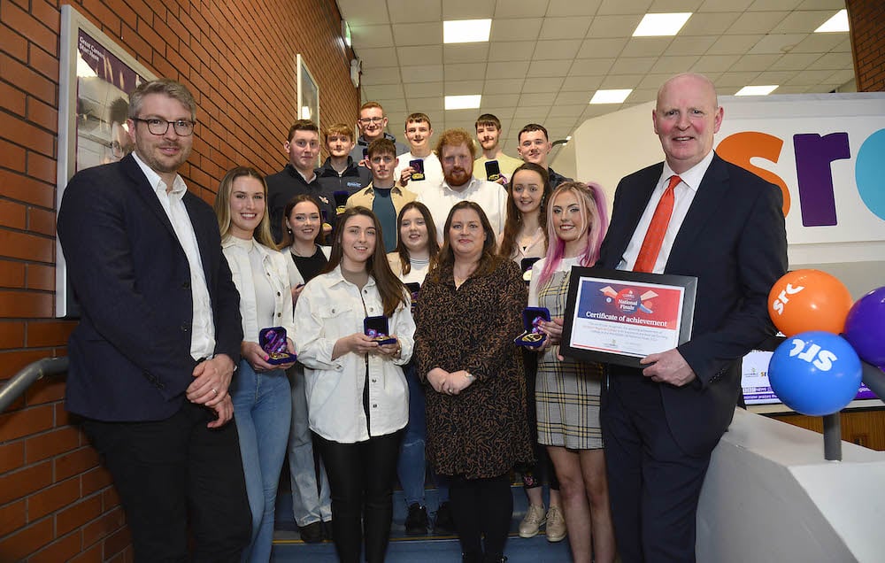 Successful students, Ben Blackridge (Interim Chief WorldSkills UK), Louise Watson (DfE), Brian Doran (CEO)