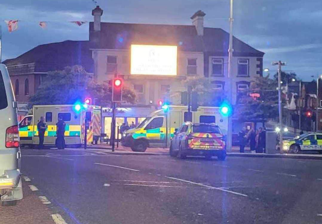 Emergency services at the scene of an RTC on High Street, Portadown