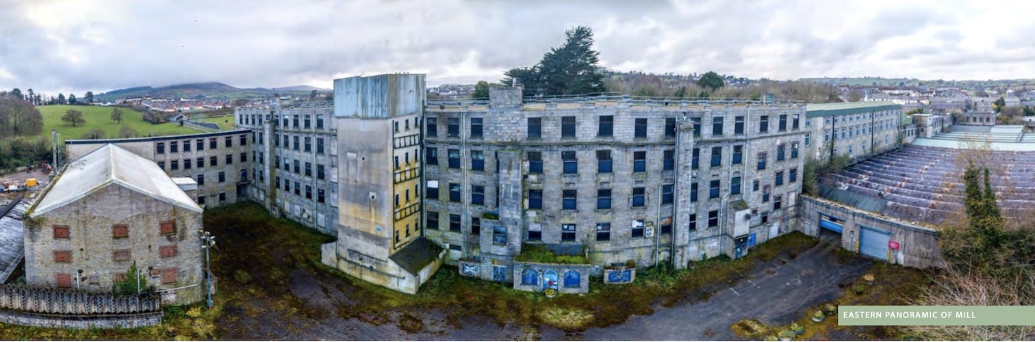 Aerial view of Bessbrook Mill as it stands today