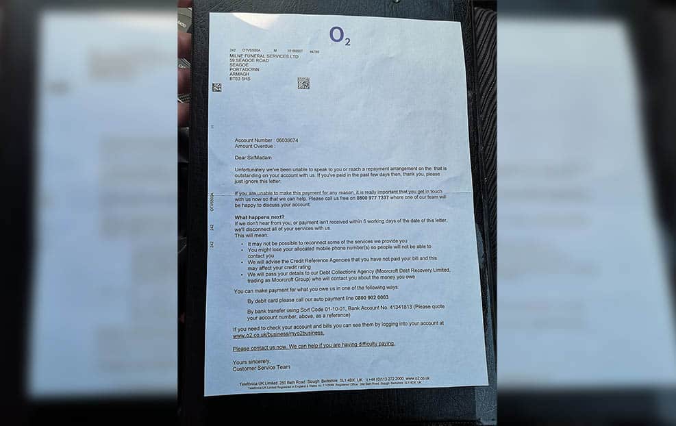 Scam letter O2