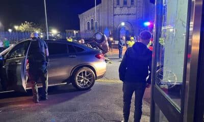 Overturned car on Irish Street, Armagh