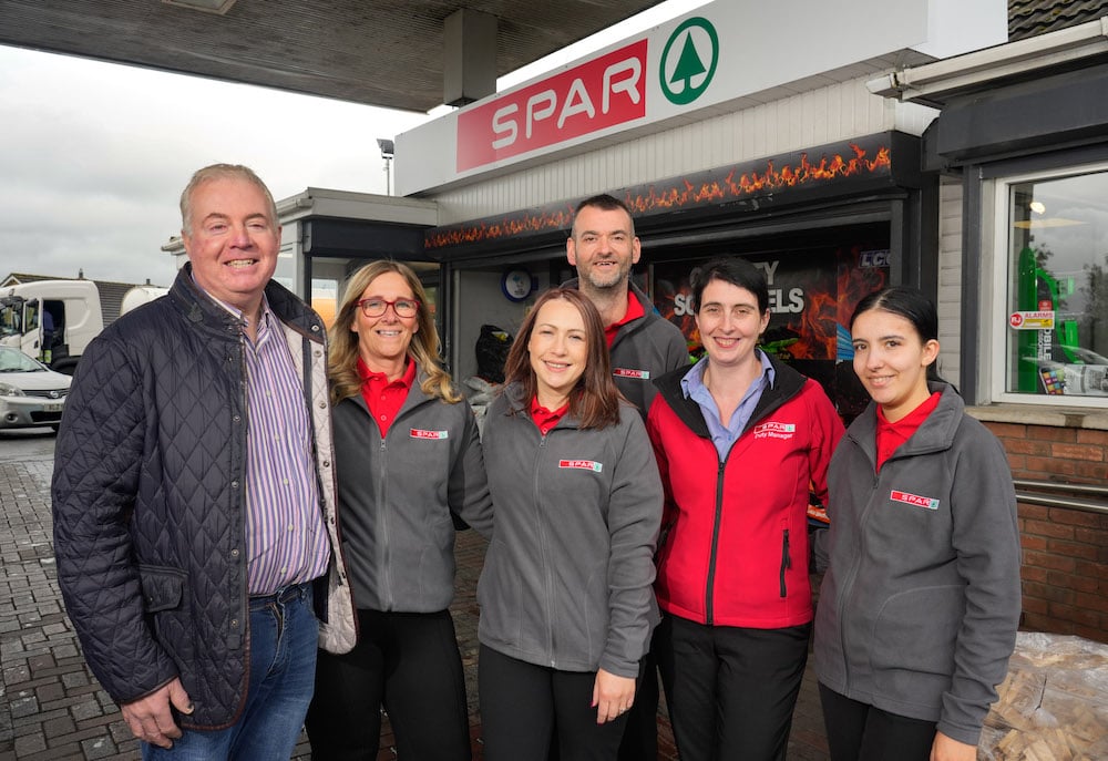 Former owner, Patrick Hughes, is pictured with the team at SPAR Silverwood which has recently been acquired by Henderson Retail.