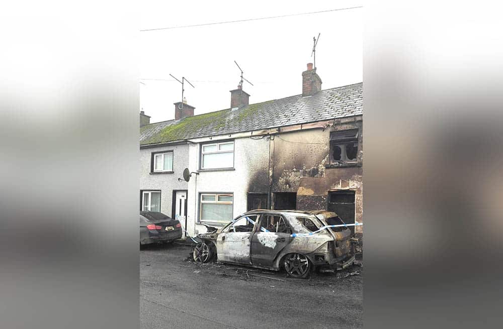 Burnt out car in Darkley