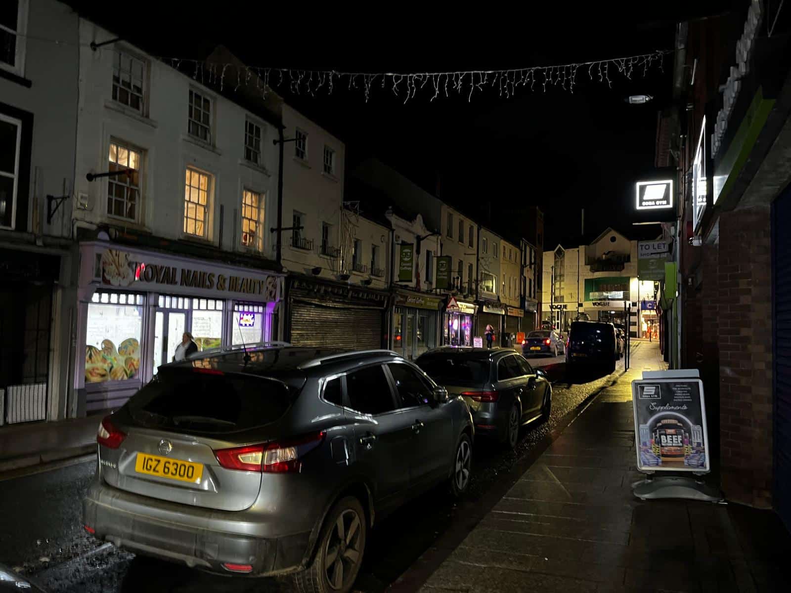 Thomas Street in Armagh lies in darkness