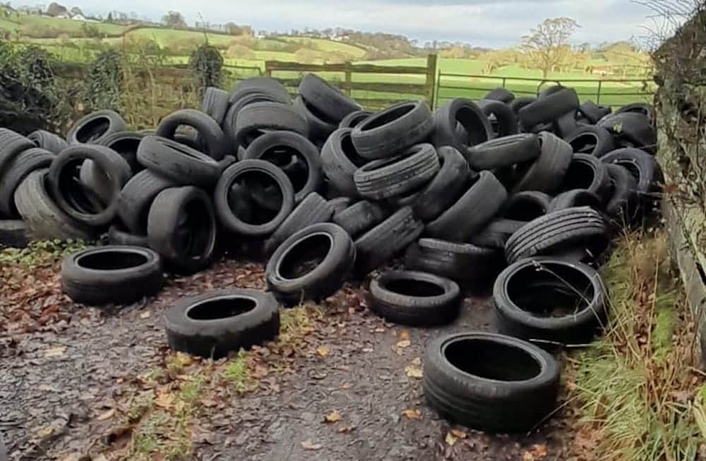 Tyres dumped at Gosford Forest Park