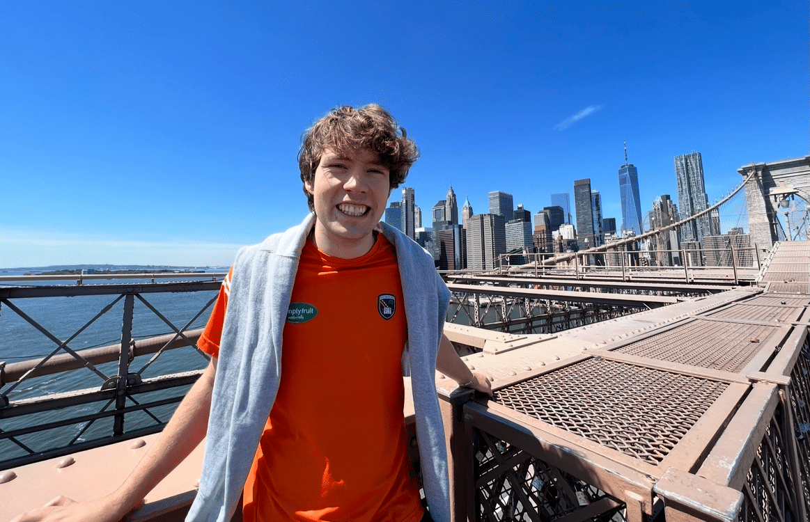 James Green from Armagh on the Brooklyn Bridge in New York