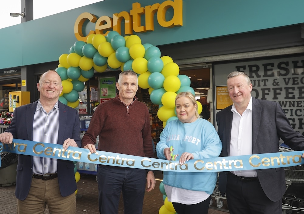 From left, Musgrave NI’s New Business and Acquisitions Manager Barry Holland, store owners Brian O’Kane and Helen McCloskey, and Centra Sales Manager Norman Bennett officially launch the new look Centra store on Moy Road Armagh.