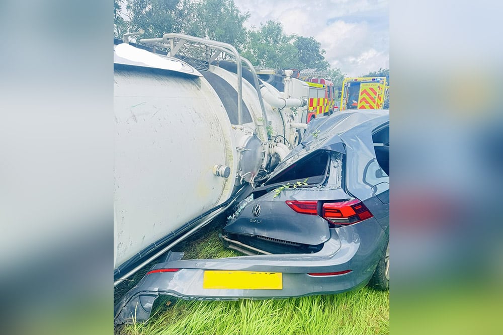 Overturned tanker on A1 near Banbridge