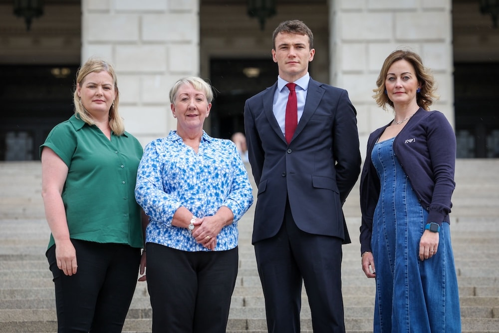 Enda McGarrity, Director at P.A. Duffy & Co. Solicitors, joins (L-R) Leona Patterson, Heather Thompson and Tracey Bell from the Ladies with Letters campaign group