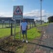 Councillor Keith Ratcliffe outside Markethill High School