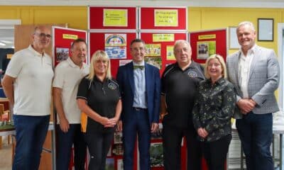 Minister Muir pictured with (L-R) Geoff Ellis, Gordon Neish, Martelle McPartlin, Joe Garvey, Diane Ewart, Kyle Savage, on a recent visit to Richmount Rural Community Association.