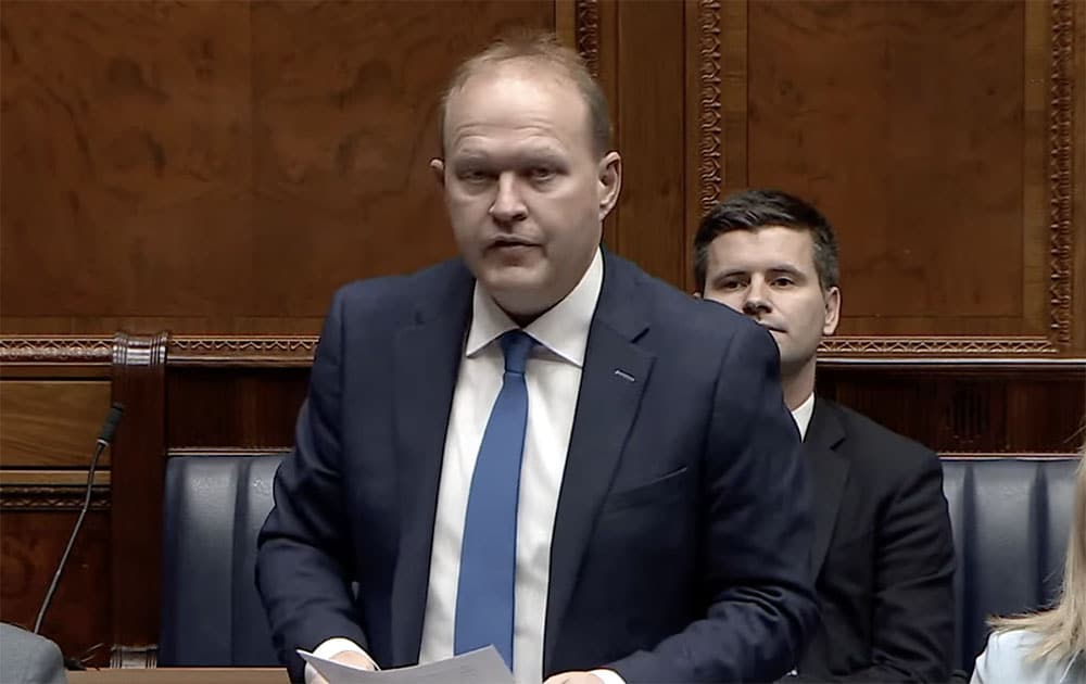 Gareth Wilson in the NI Assembly during a plenary session