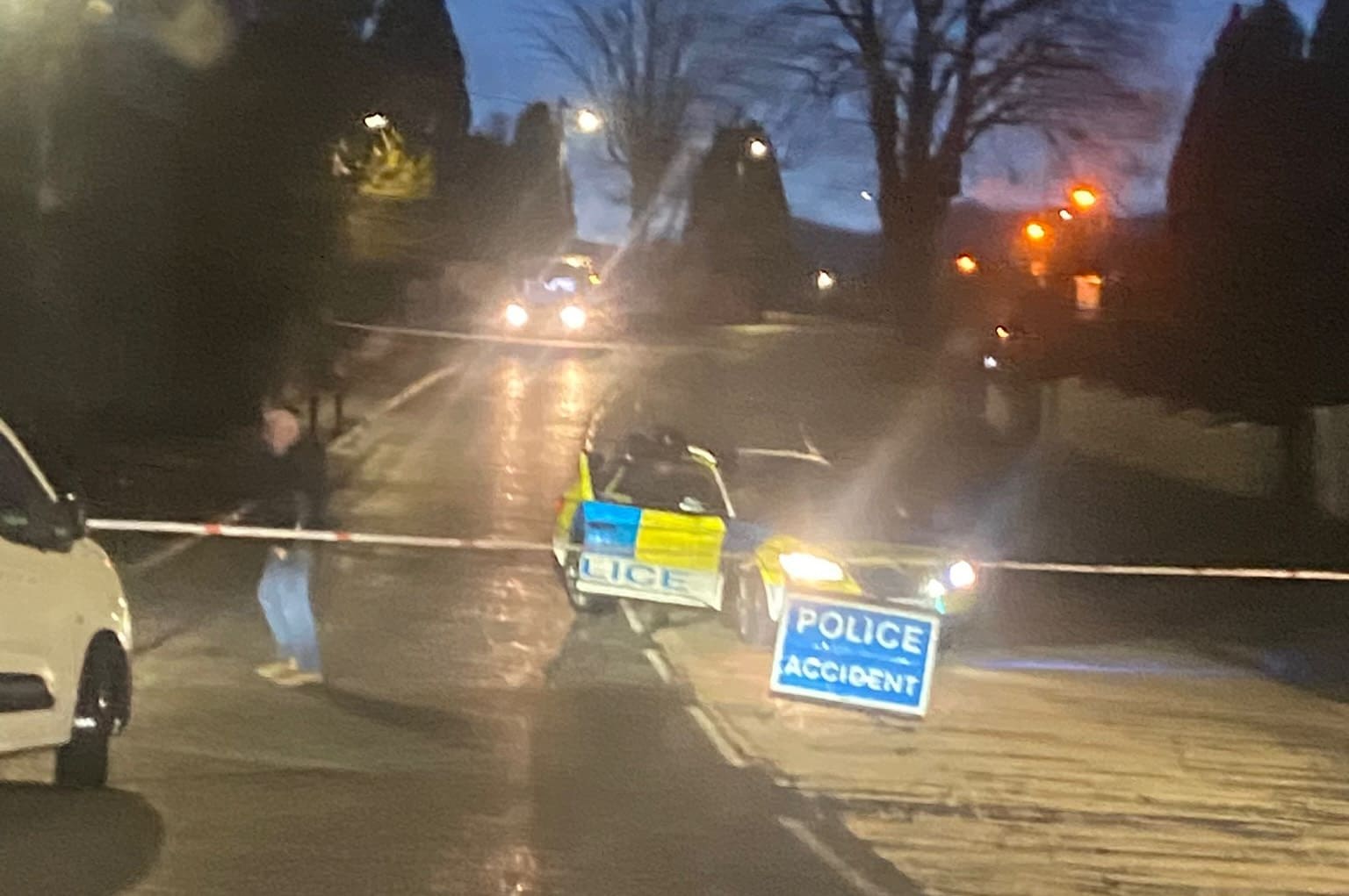 Police cordon on the Hamiltonsbawn Road in Armagh following a serious one-vehicle collision