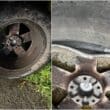 Damaged tyre potholes
