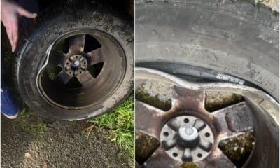 Damaged tyre potholes