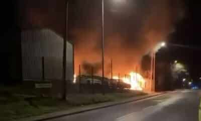 Fire at car sales business on Killylea Road in Armagh