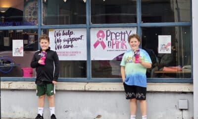 Tristan and Jason Finn collecting for Pretty'n'Pink
